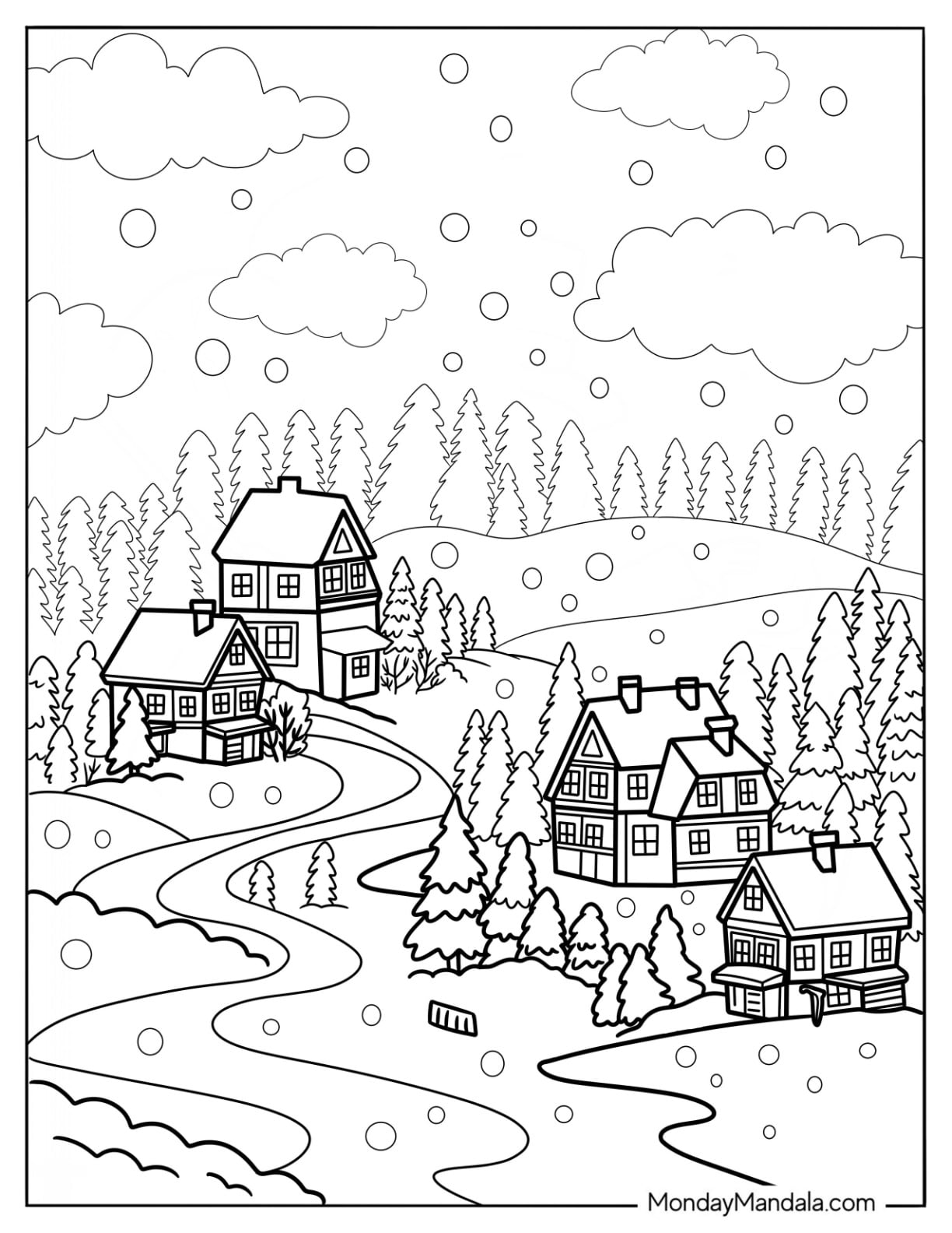 60 winter coloring pages (free pdf printables)